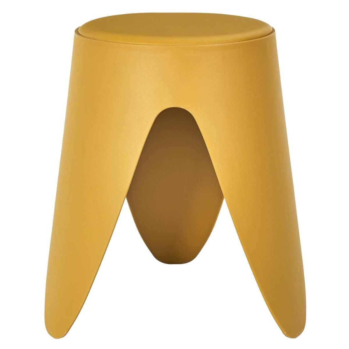 Tabouret Jaune Moutarde Tulipe en Polypropylène Empilable Ø46 cm - QARIS - Image 3
