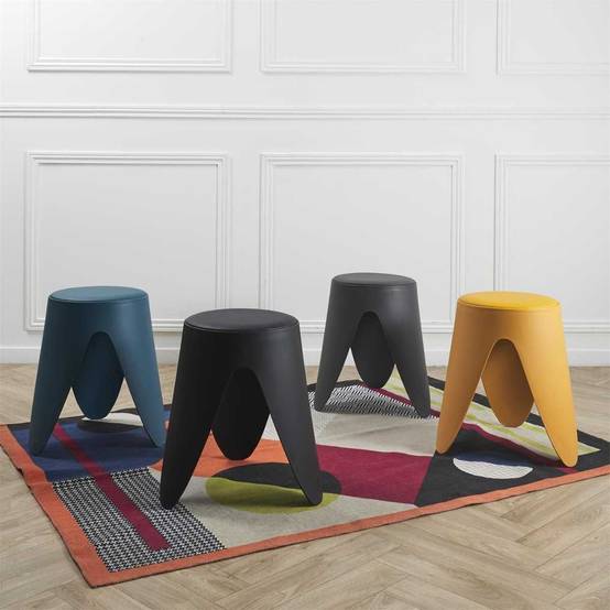 Tabouret Jaune Moutarde Tulipe en Polypropylène Empilable Ø46 cm - QARIS - Image 4