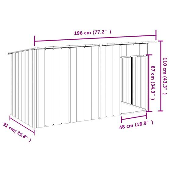 Abri pour chien de jardin en acier galvanisé avec toit Anthracite – ComfortXL Pet Living - Image 8