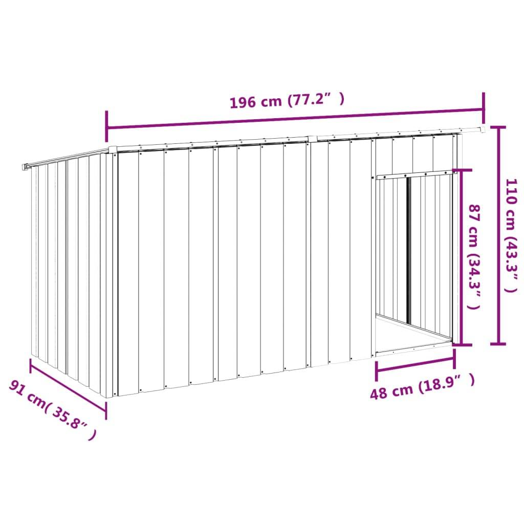 Abri pour chien de jardin en acier galvanisé avec toit Anthracite – ComfortXL Pet Living - Image 8