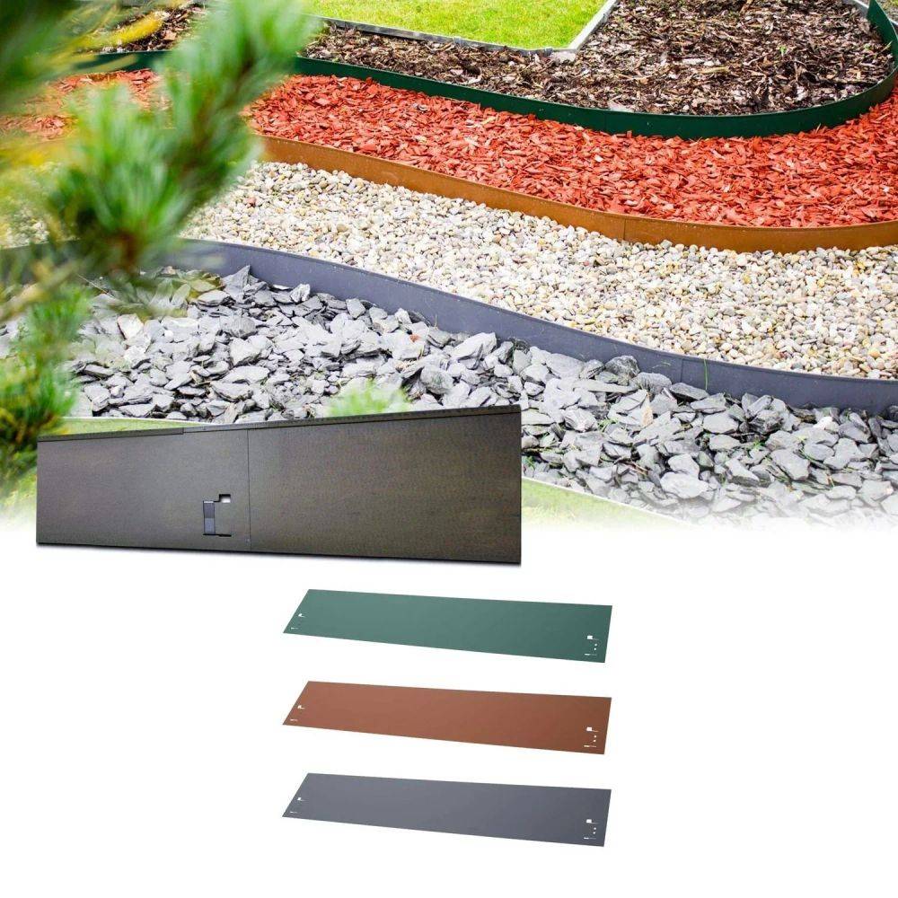 Green-Split - Bordure de Jardin en métal Hauteur 13,5-18,5 cm Longueur 120 cm | Bordure Jardin, Couleur: Gris; Taille: 5 pièces 18.5 cm - Imagen 1