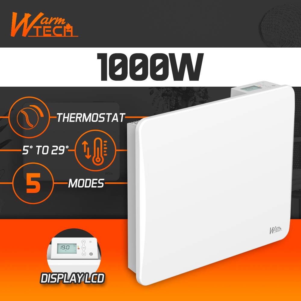 Radiateur inertie céramique 1000 W - IP24 - Fil pilote 6 ordres - Imagen 2