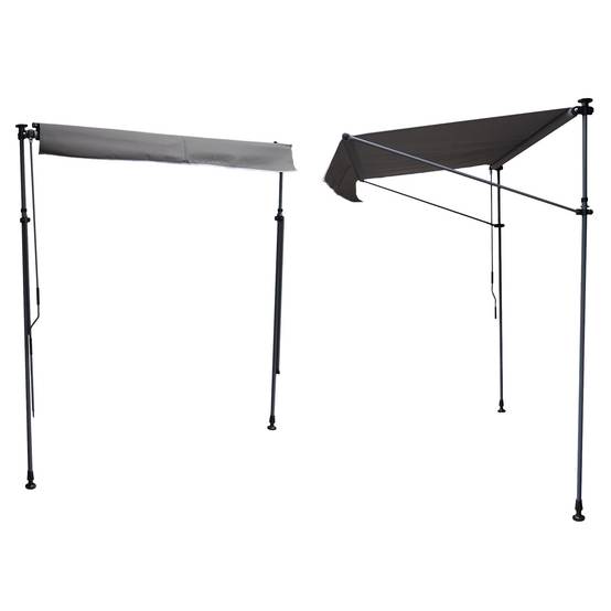 Store banne pour balcon CHENE 3 × 1,2m - Toile anthracite et structure grise - HAPPY GARDEN - Imagen 2