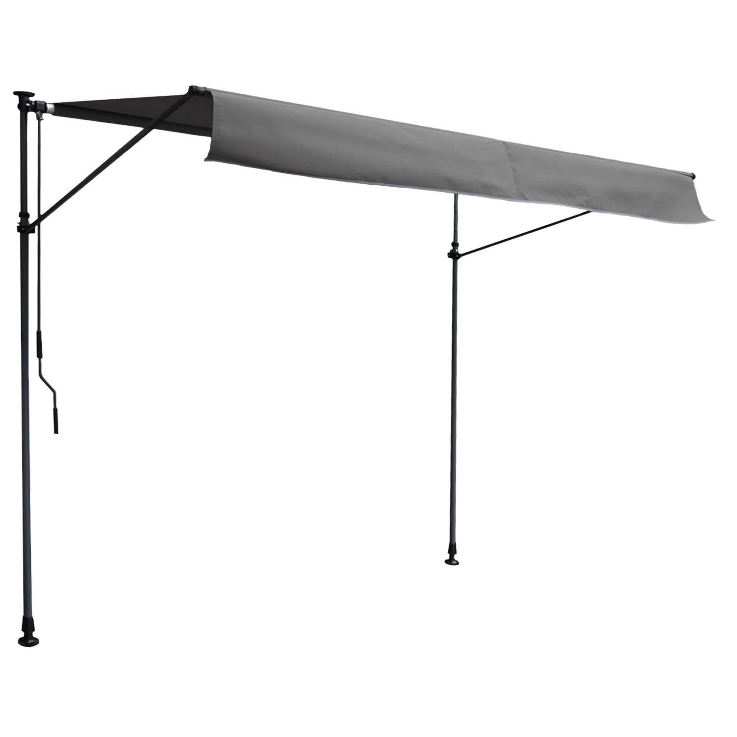 Store banne pour balcon CHENE 3 × 1,2m - Toile anthracite et structure grise - HAPPY GARDEN - Imagen 1