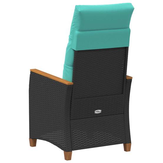 Chaise de jardin inclinable polyrotin noir et turquoise 64 x 57.5 x 112 cm - PANGIVO - Image 6