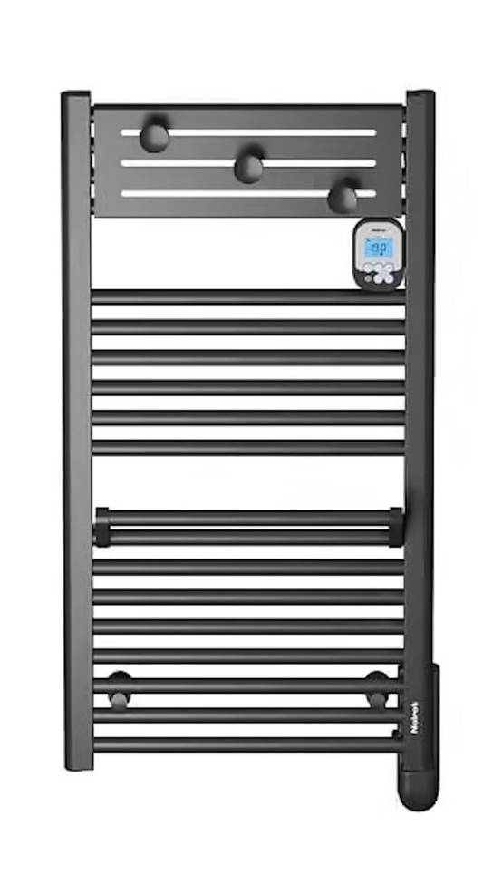 Sèche-serviettes électrique à inertie fluide – Actibain 500 W – tubes ronds – thermostat électronique – noir - Noirot - Image 1