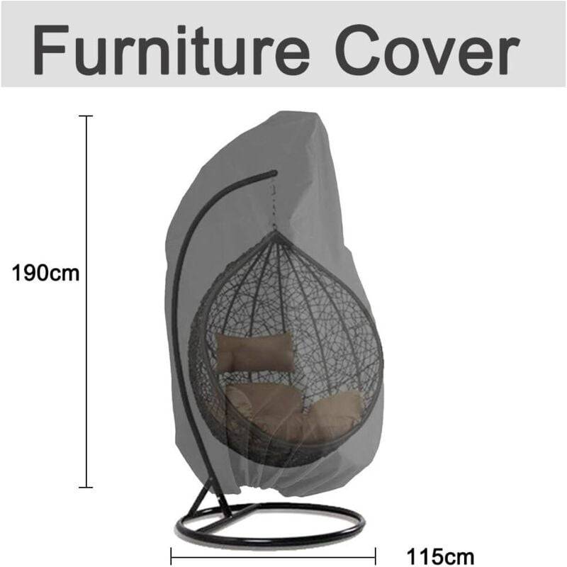 IntiMeg - Housse de Fauteuil Suspendu Jardin Rotin Osier Fauteuil Suspendu Imperméable Housse Housse de Protection pour ufs Chaise résistant 190 X115cm, Noir - Image 3