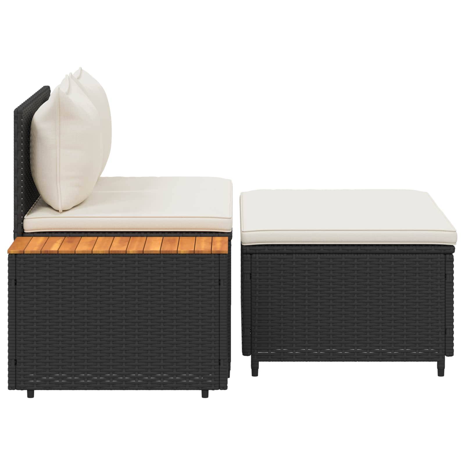 Ensemble de canapés de jardin résine tressée et acier noir et blanc crème 110 x 57 x 73 cm - PANGIVO - Image 9