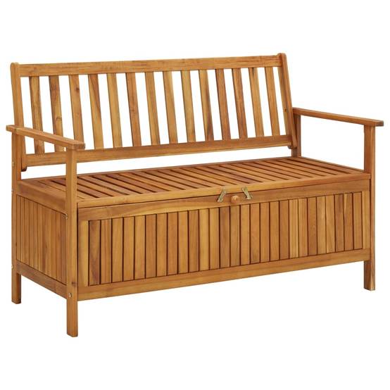 Banc de Rangement Extérieur Acacia Massif Spacieux pour Outils Brun 120 cm – ComfortXL Outdoor Living - Image 1