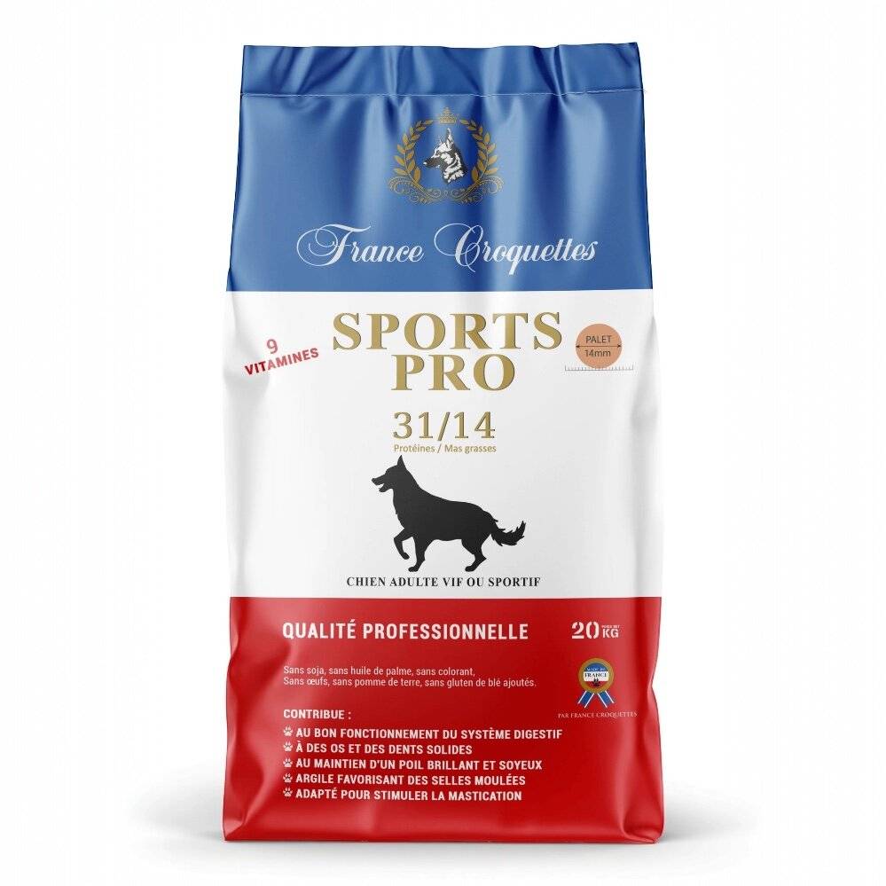 France Croquettes - france croquette pour chien adulte sports pro - 31/14 – 20kg – chien actif