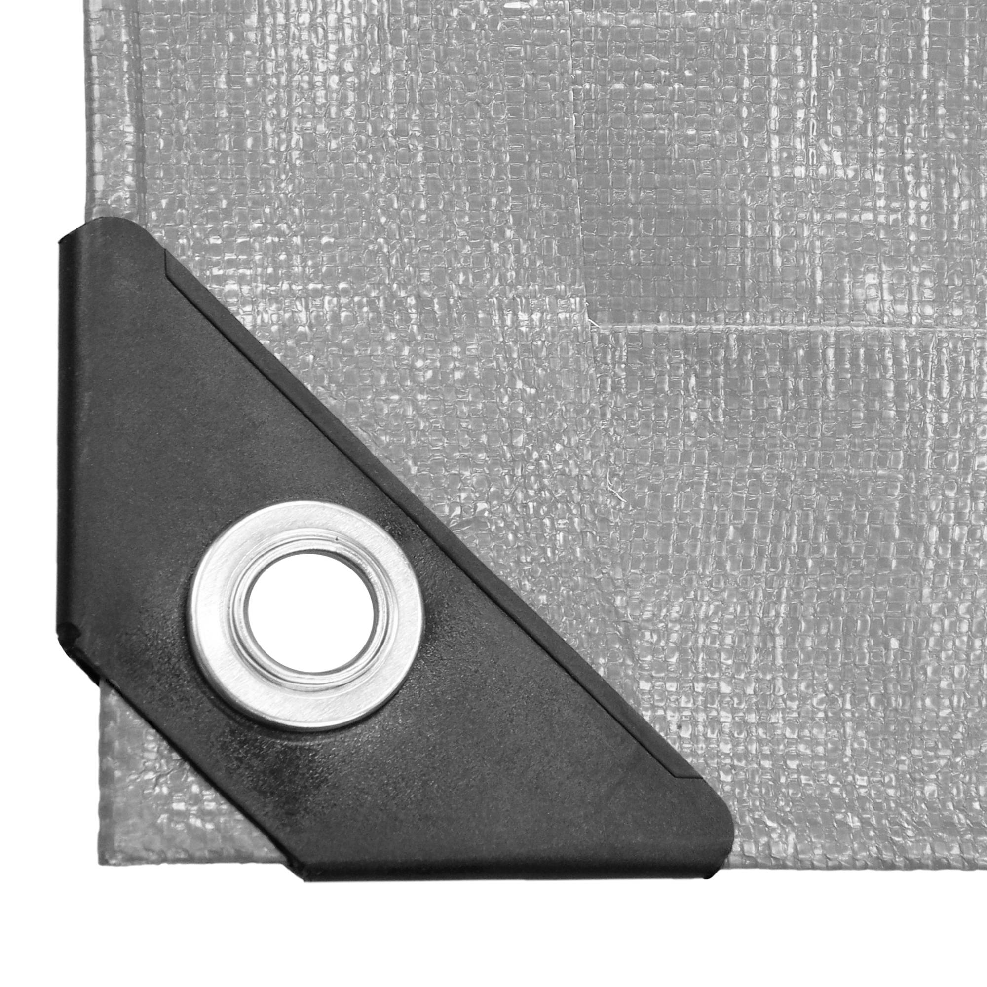 Ecd-Germany - Bâche de Protection Imperméable à l'Eau avec Oeillets - 6x8m 48m² 180g/m²- Polyéthylène PE Gris - Résistant à la Moisissure - Imagen 3