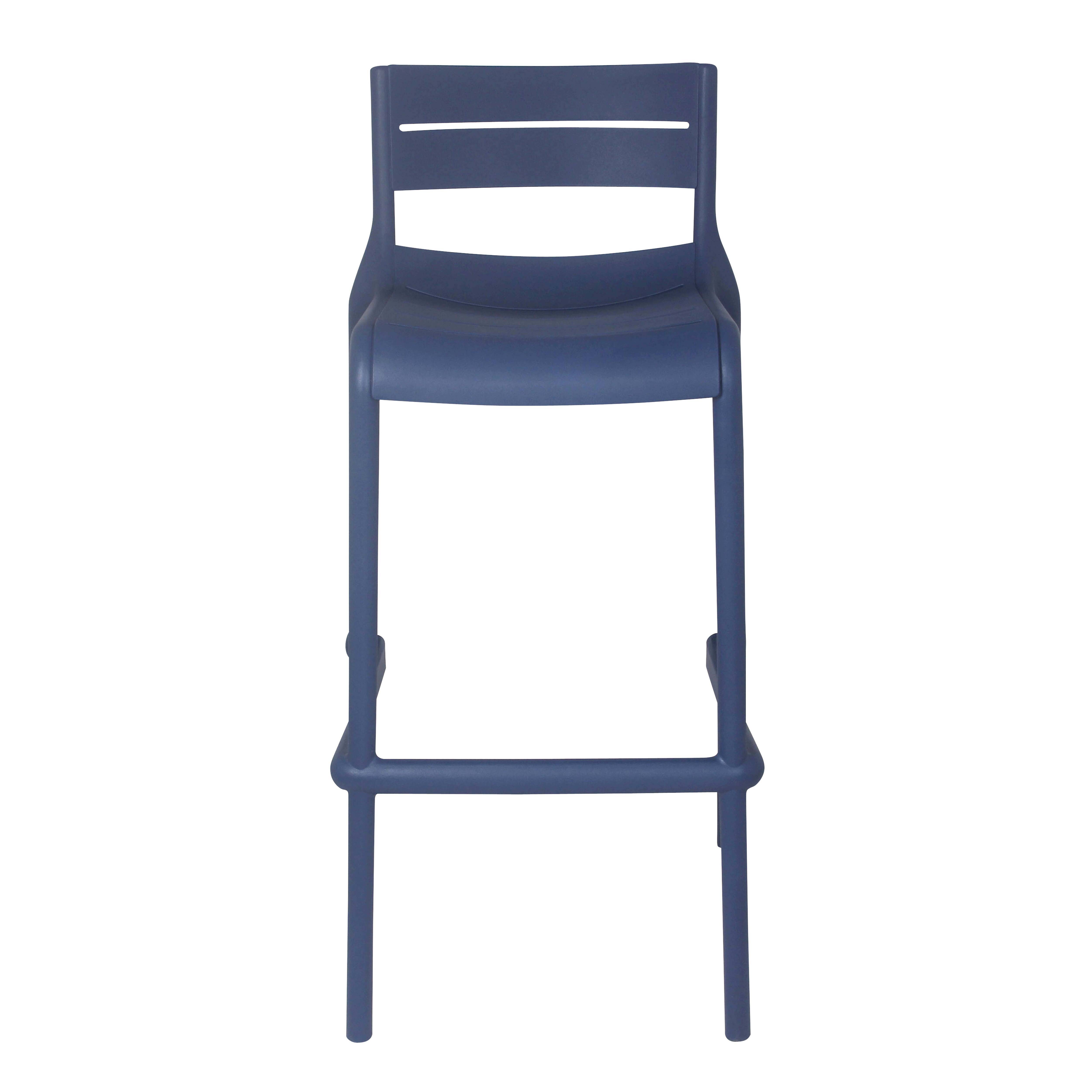 Oviala - Chaise haute bleu pacific de terrasse en plastique - Oviala - Imagen 2