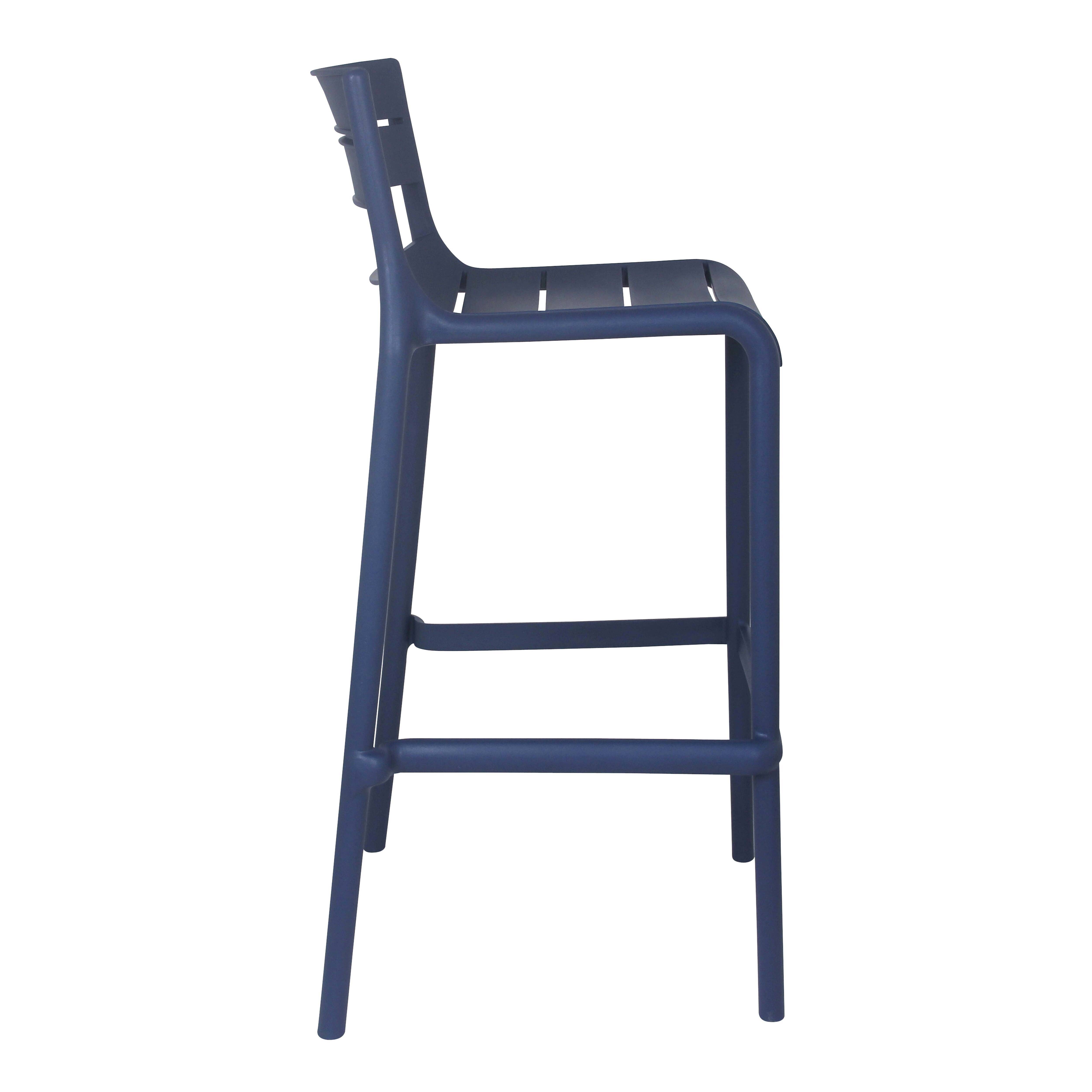 Oviala - Chaise haute bleu pacific de terrasse en plastique - Oviala - Imagen 4