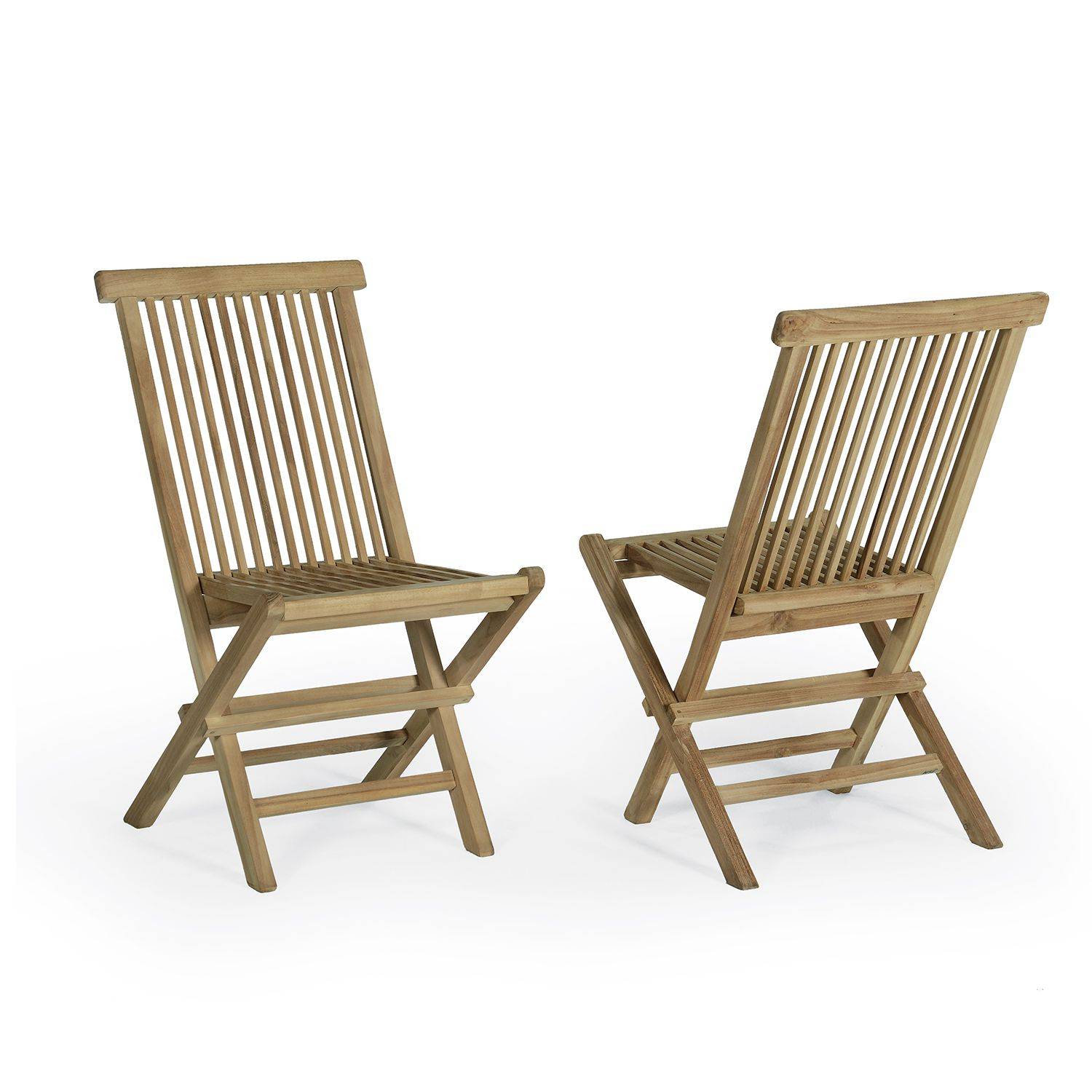 Chaises de jardin pliantes en teck massif Java (lot de 2) - TECK'Attitude - Image 1