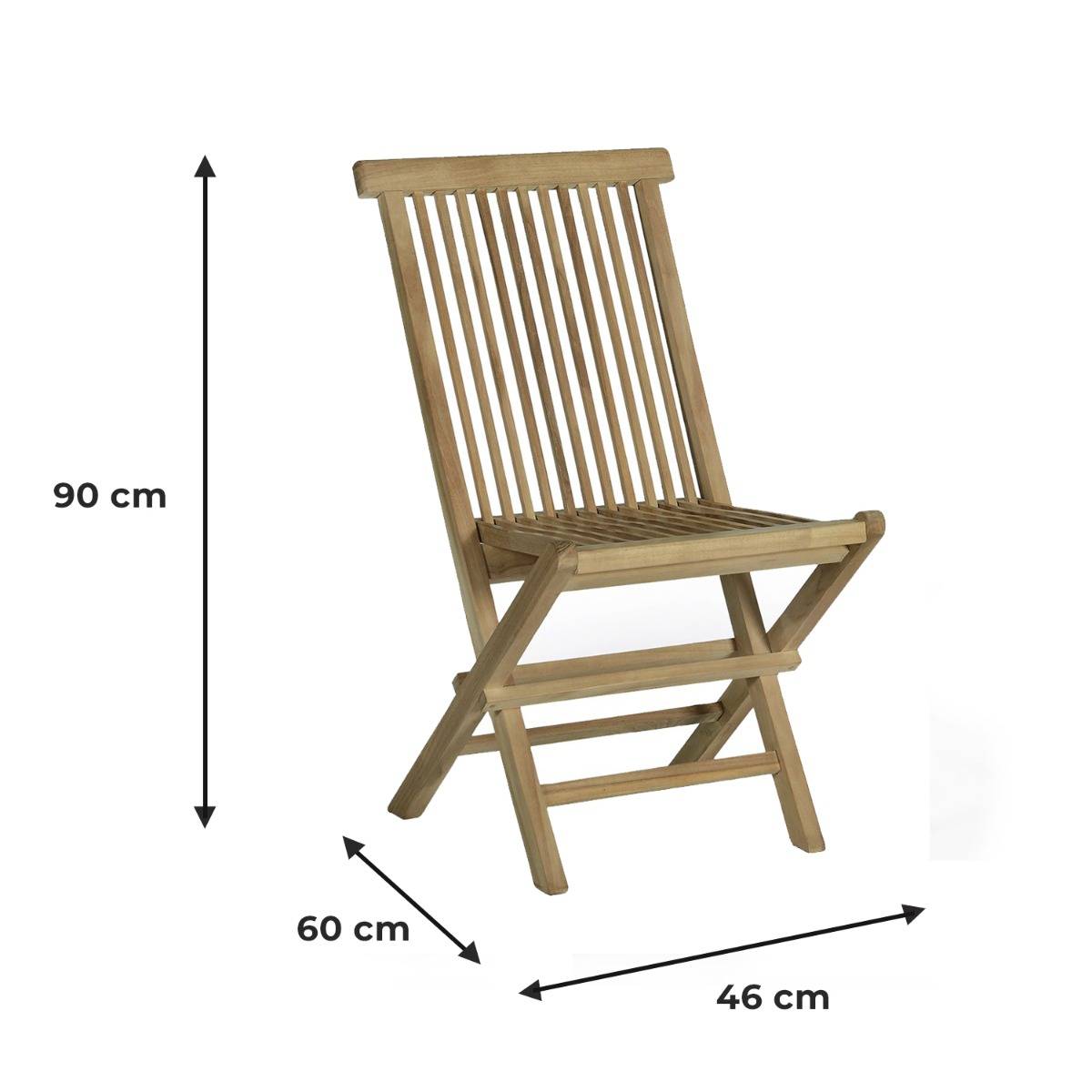 Chaises de jardin pliantes en teck massif Java (lot de 2) - TECK'Attitude - Image 9