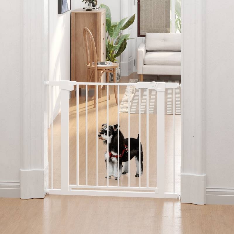 Barrière de sécurité intérieur réglable 97 x 5 x 76 cm acier blanc - PANGIVO - Image 2