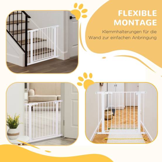 Barrière de sécurité intérieur réglable 97 x 5 x 76 cm acier blanc - PANGIVO - Image 5