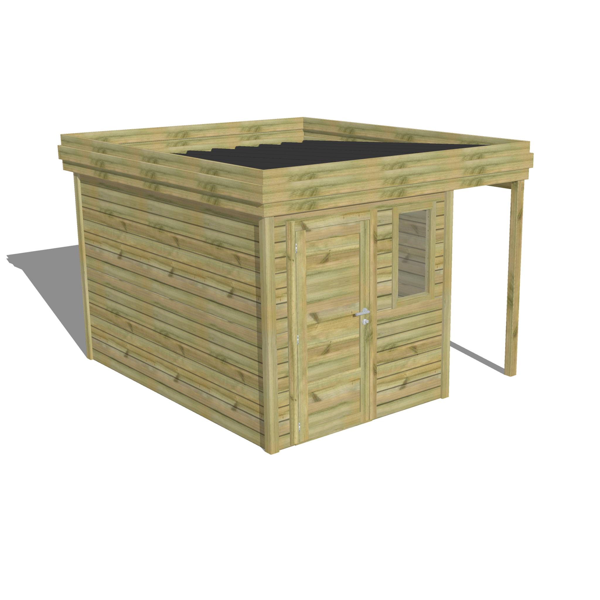 ABRI DE JARDIN bois autoclave 27mm - 3,14x3,44m / 11m2 - Bac acier - Abri Français - Image 1