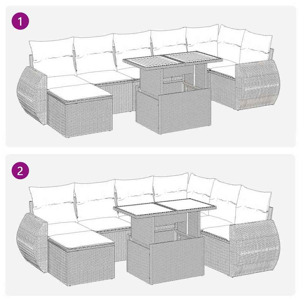 Salon de jardin 8 places résine tressée avec pouf rangement et table ajustable marron – ComfortXL Outdoor Living - Image 4