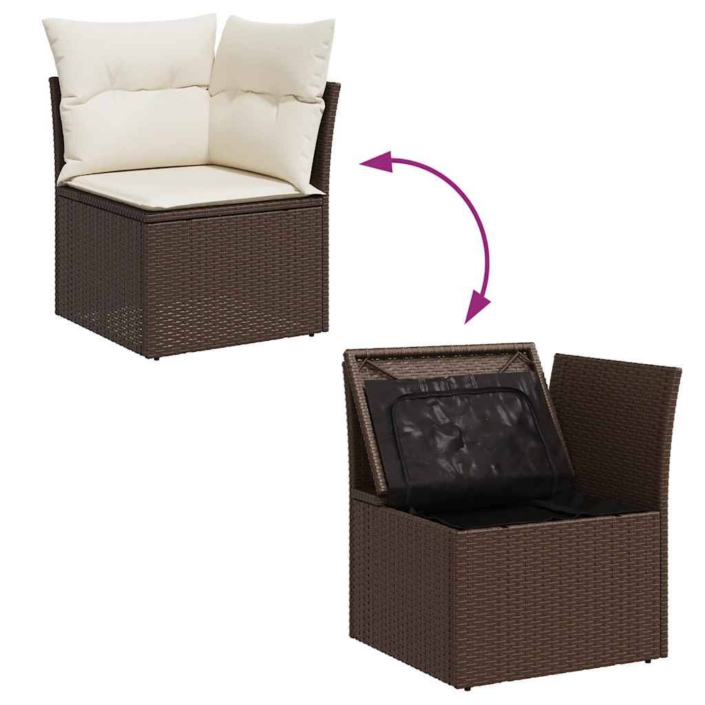 Salon de jardin 8 places résine tressée avec pouf rangement et table ajustable marron – ComfortXL Outdoor Living - Image 9