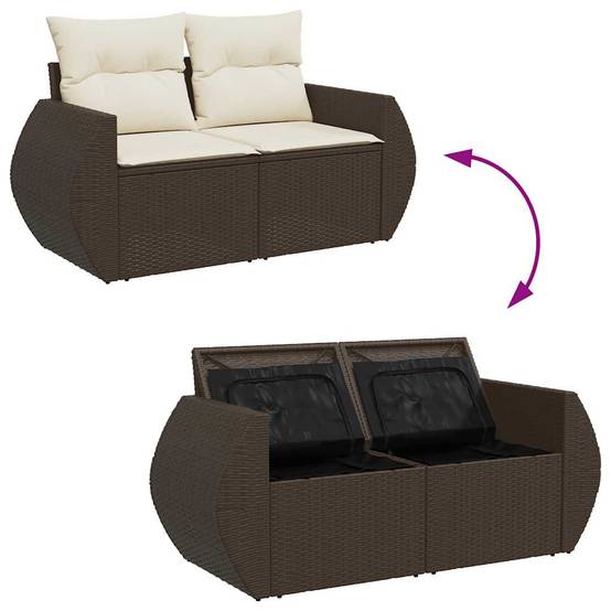 Salon de jardin 8 places résine tressée avec pouf rangement et table ajustable marron – ComfortXL Outdoor Living - Image 3