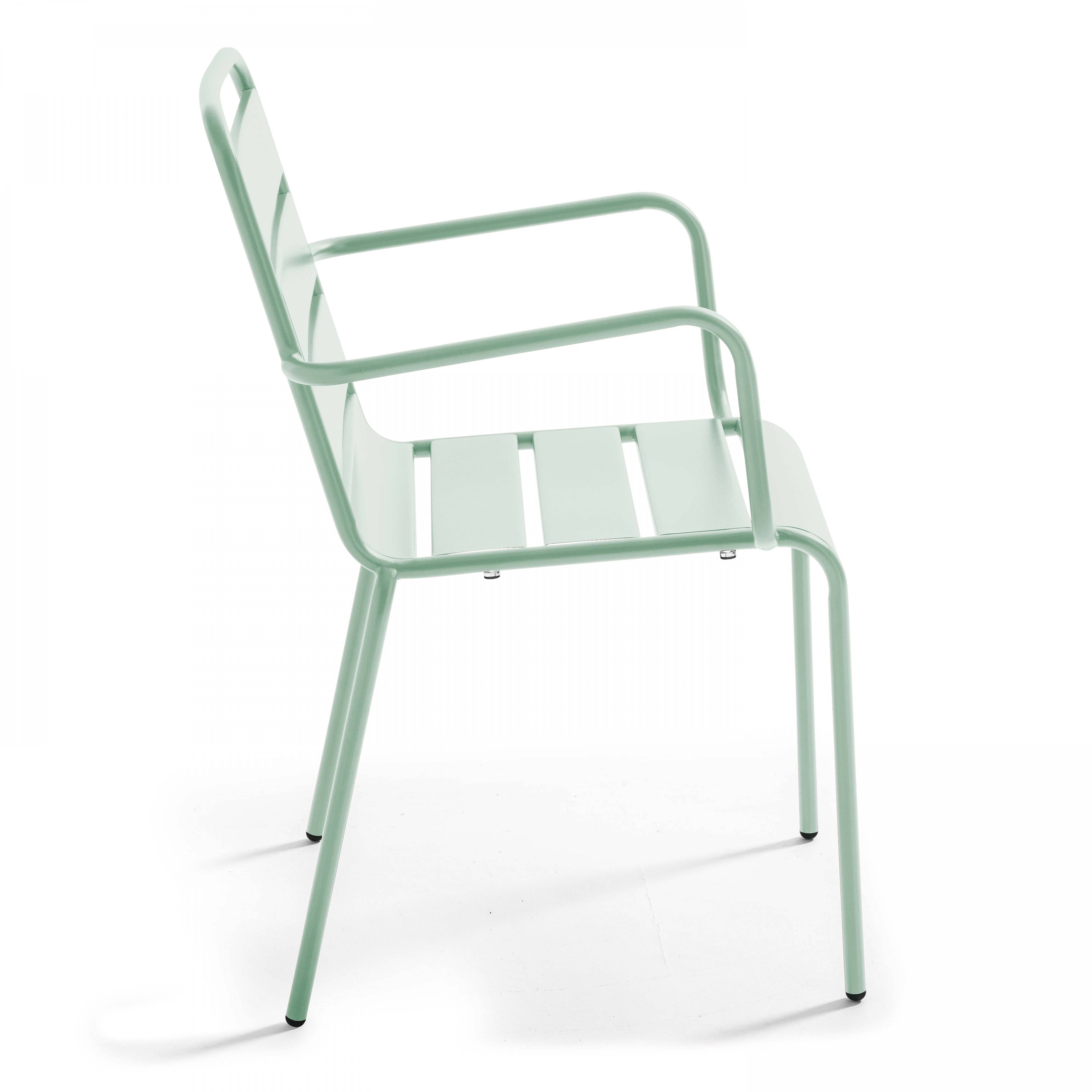 Oviala - Ensemble table de jardin et 4 fauteuils métal vert sauge Palavas - Oviala - Imagen 6
