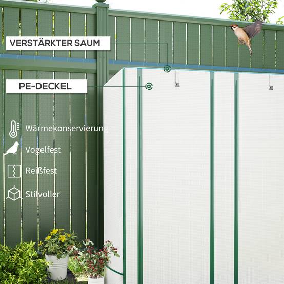 Mini serre acier pour semis protection thermique 144x48x152cm blanc - ComfortXL Outdoor Living - Image 6