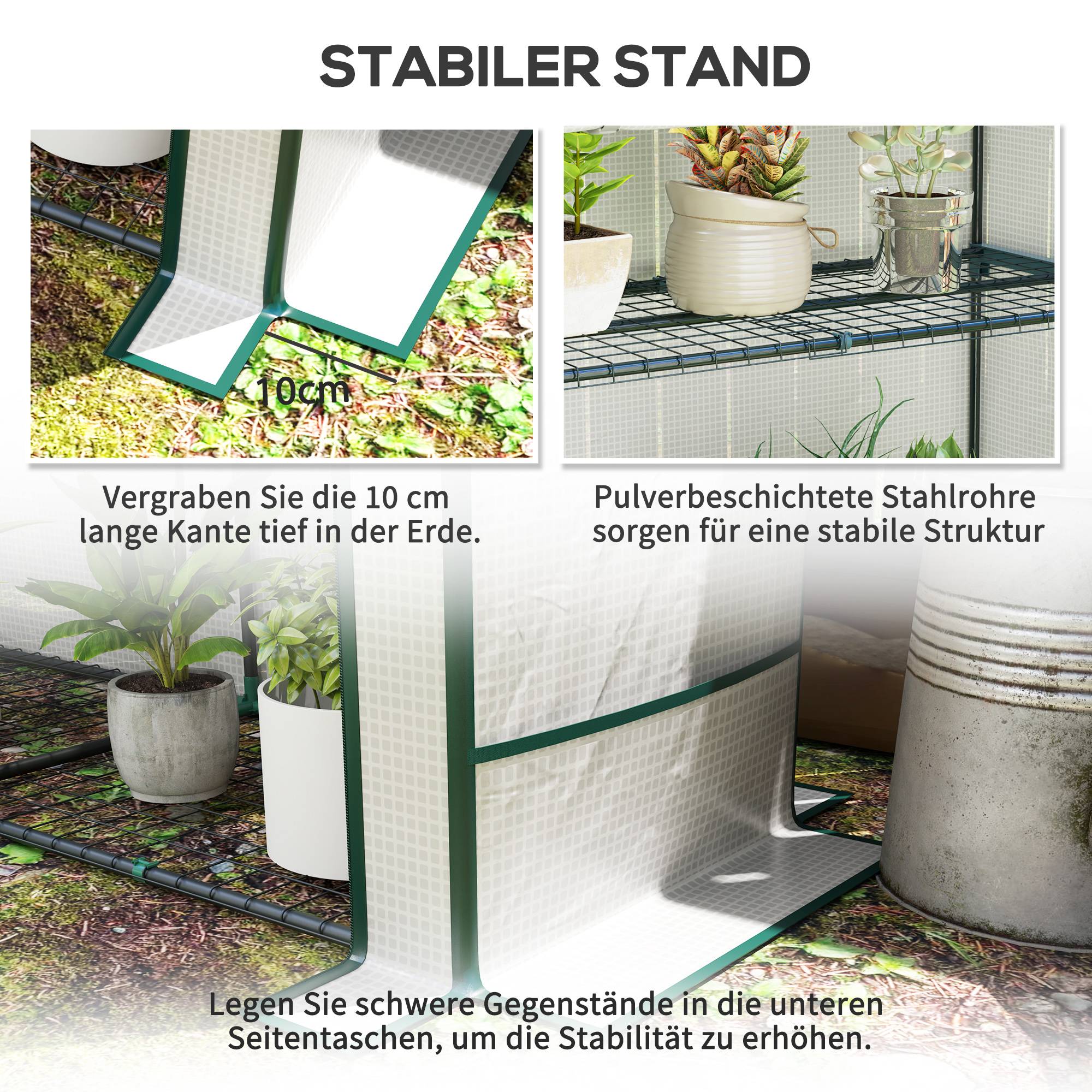Mini serre acier pour semis protection thermique 144x48x152cm blanc - ComfortXL Outdoor Living - Image 9