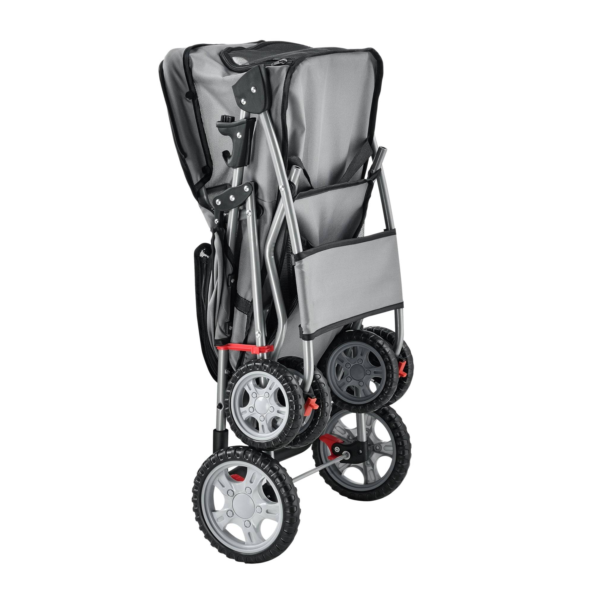 Helloshop26 - Poussette pour chien pet stroller poussette buggy pour chien protège-pluie à pousser roadster comprenant sac à courses gris - Imagen 3