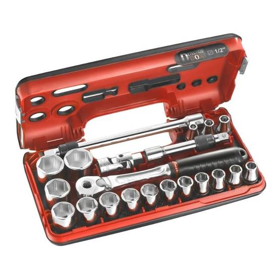 Facom - Coffret clé à cliquet étanche à verrouillage BBOX + douilles 1/2" - 6 pans - 21 pièces FACOM SL.DBOX500PB Facom