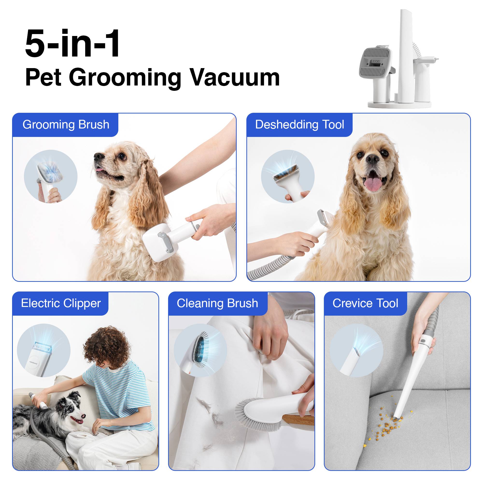 Neakasa P0 Pro - Kit de Toilettage pour Animaux de Compagnie 5-en-1 avec Aspirateur - Image 3
