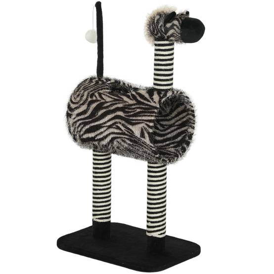 Arbre à chat design zèbre, tunnel Ø25 cm, hauteur 93 cm, poteaux sisal noir et blanc - Image 1