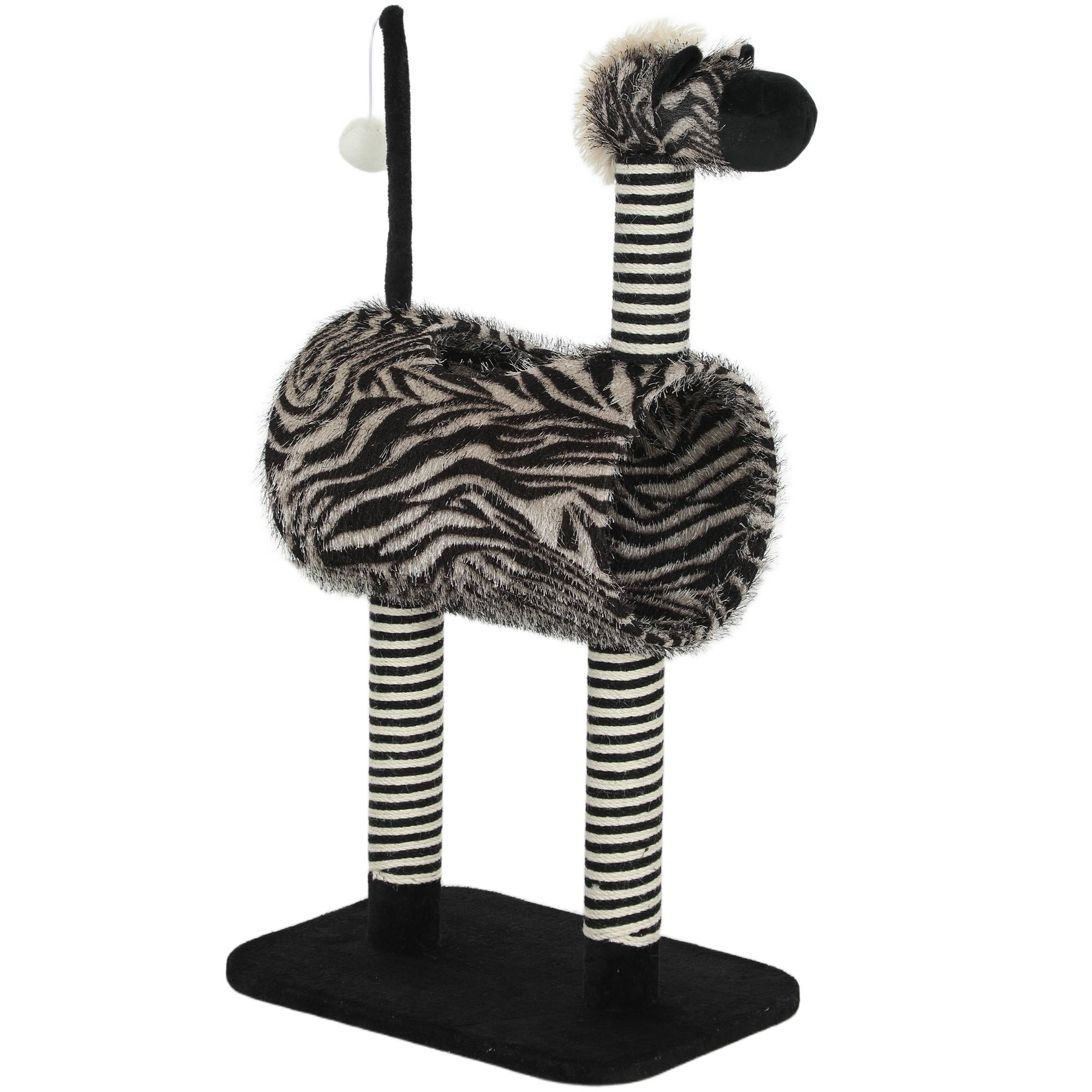 Arbre à chat design zèbre, tunnel Ø25 cm, hauteur 93 cm, poteaux sisal noir et blanc - Image 1