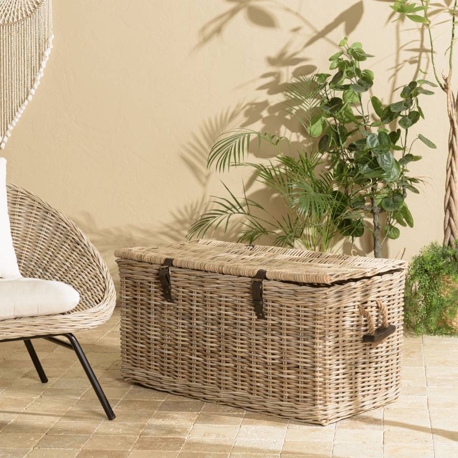 Macabane - KALLY - Coffre de rangement en kubu naturel 100cm - Imagen 2