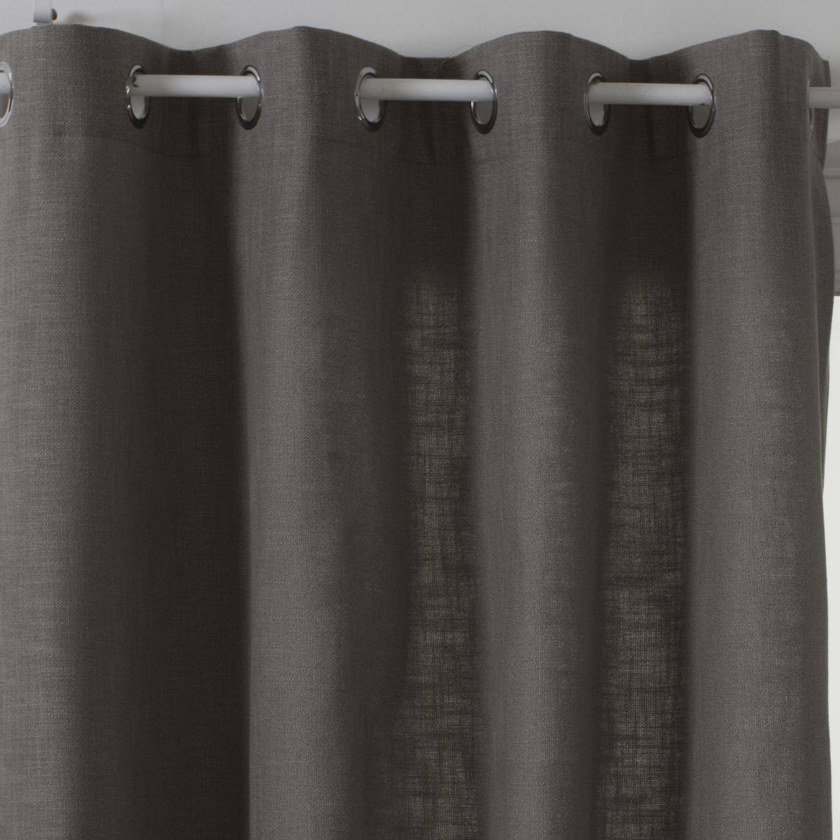Atmosphera - Lot de 2 Rideaux à  œillets Tissu Gris Foncé 140 x 260 cm - Imagen 2