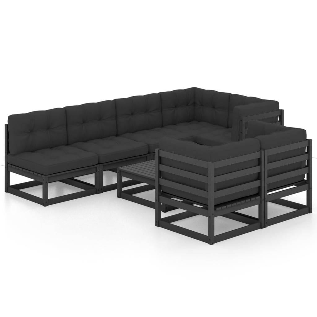 Helloshop26 - Salon de jardin meuble d'extérieur ensemble de mobilier 8 pièces avec coussins bois de pin massif - Imagen 1