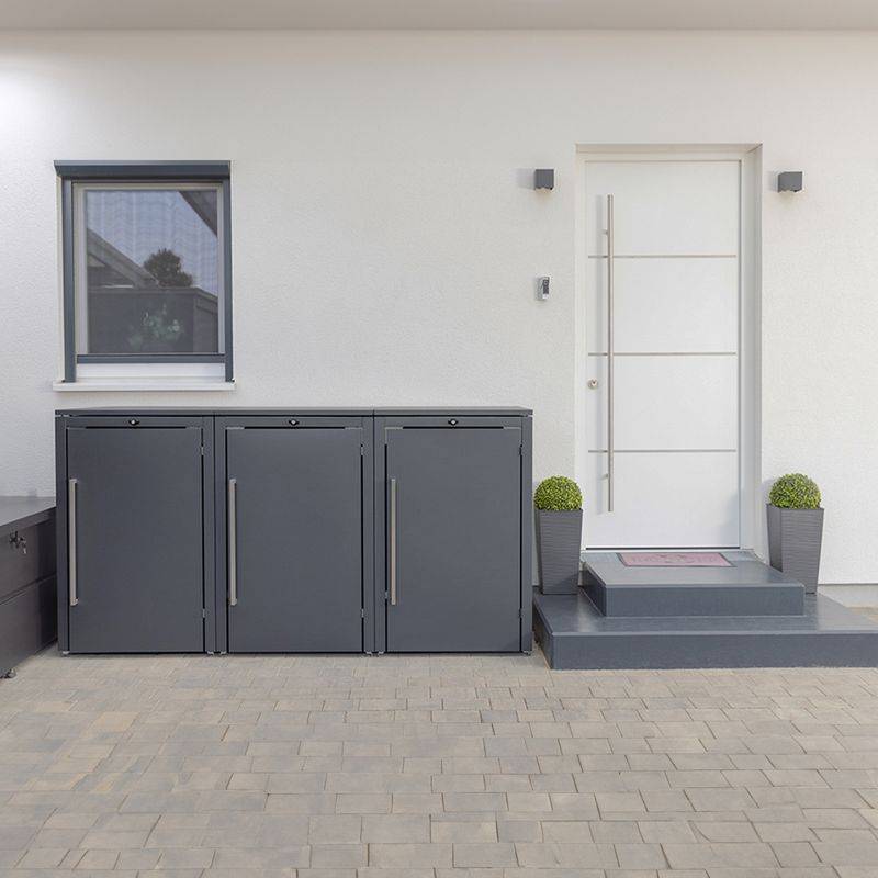 Coffre pour conteneurs à déchets Anthracite 83,5x76x120 acier — free download