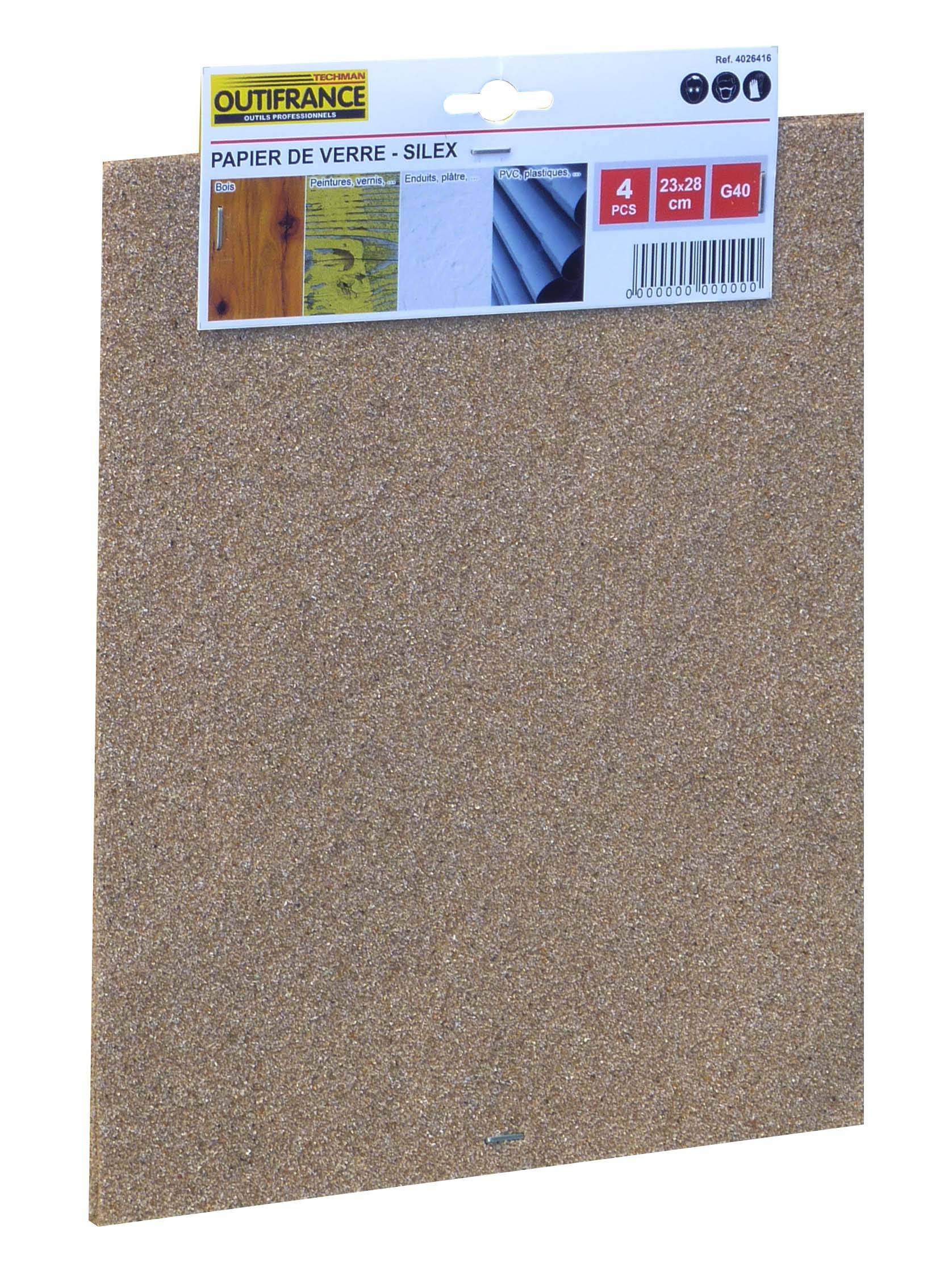 Outifrance - Papier silex 23x28 cm gr.80  - Lot de 4 feuilles - Image 2