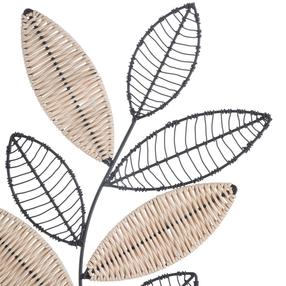 Atmosphera - Déco murale "Aurore" en métal & rotin 56x29cm noir - Atmosphera Créateur d'intérieur - Imagen 3