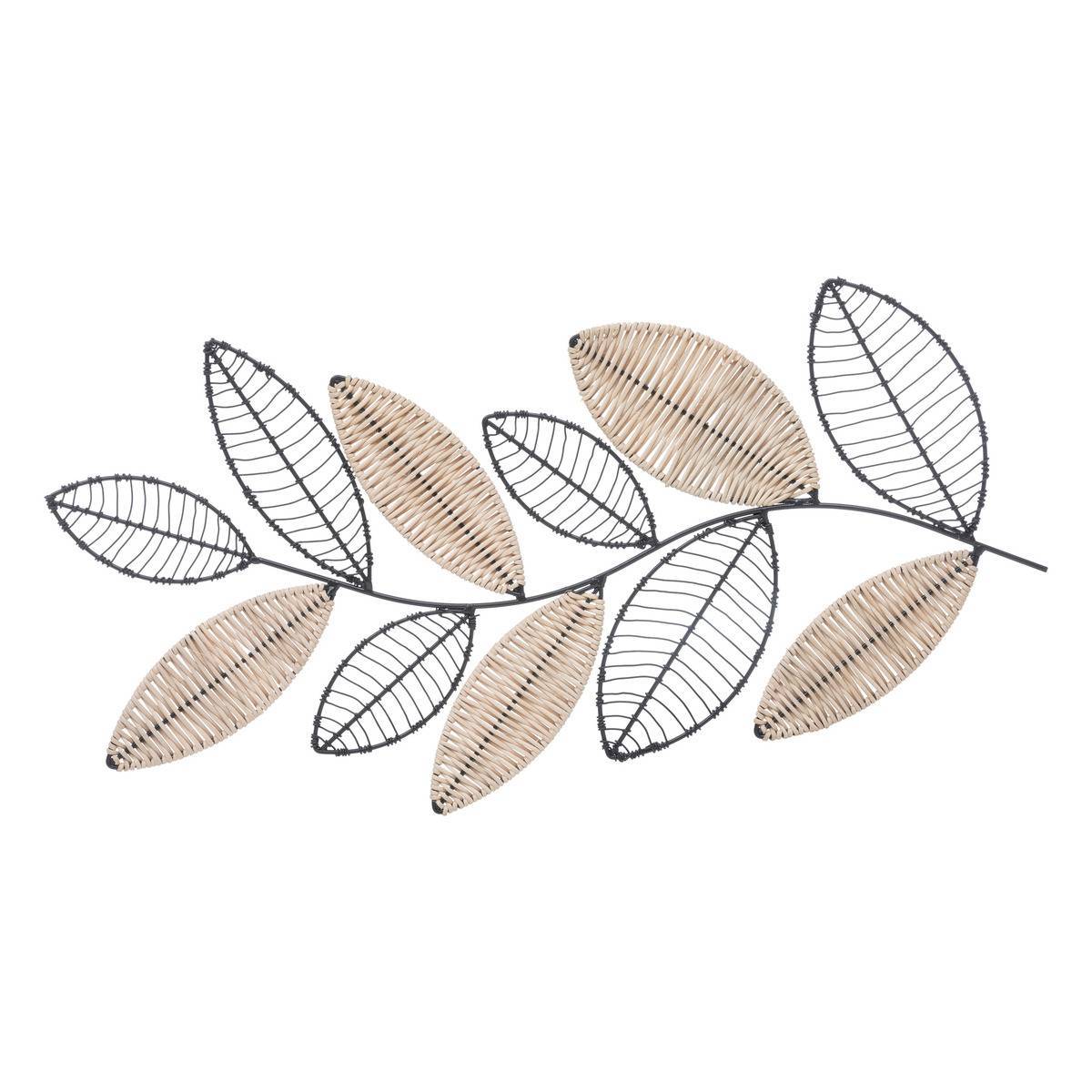 Atmosphera - Déco murale "Aurore" en métal & rotin 56x29cm noir - Atmosphera Créateur d'intérieur - Imagen 4