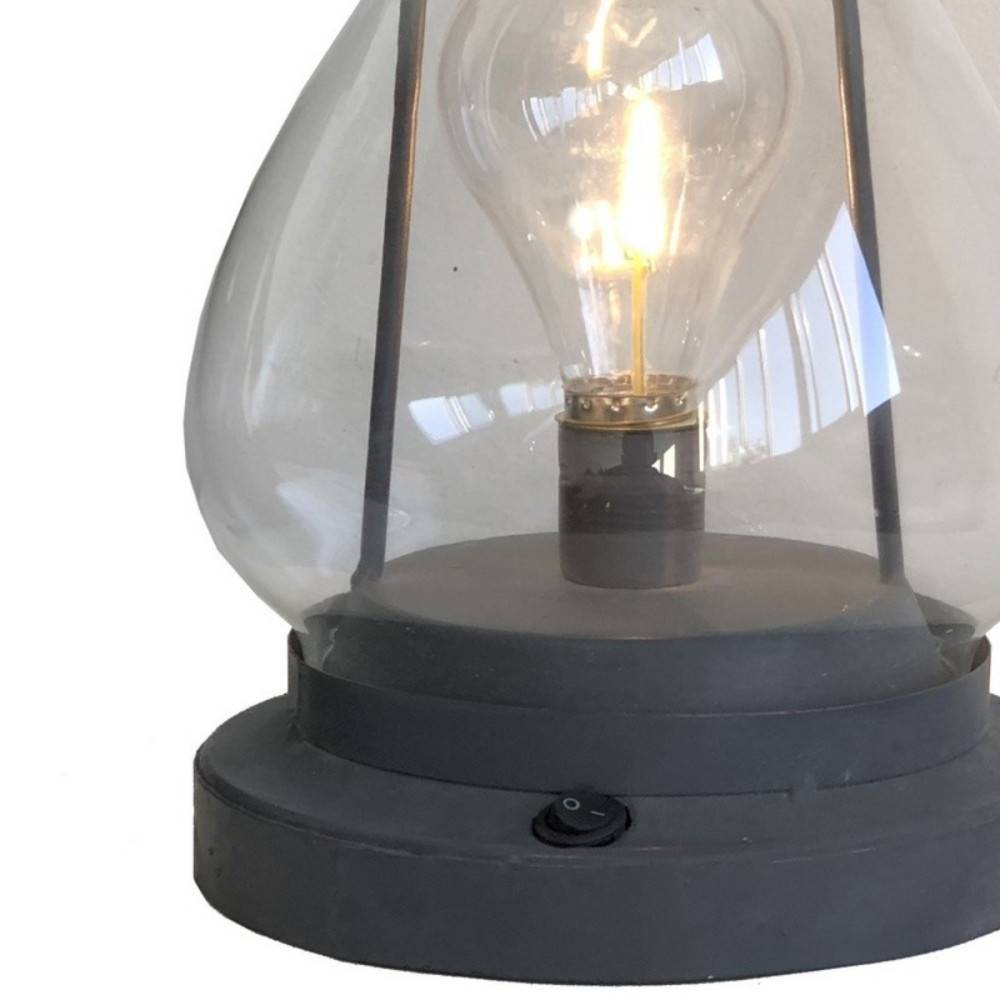 Lanterne pétrole jardin à poser bougie industrielle métal gris 34cm Chemin de campagne - Imagen 4