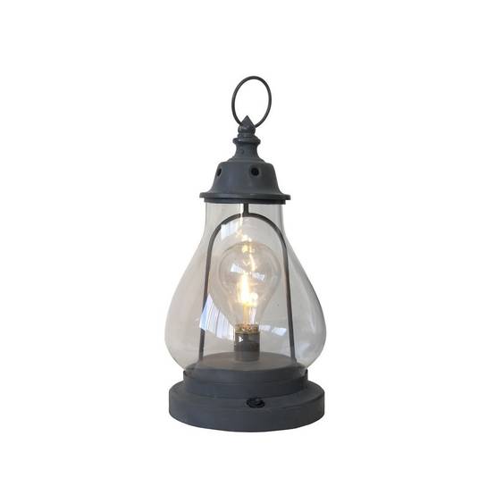 Lanterne pétrole jardin à poser bougie industrielle métal gris 34cm Chemin de campagne - Imagen 1