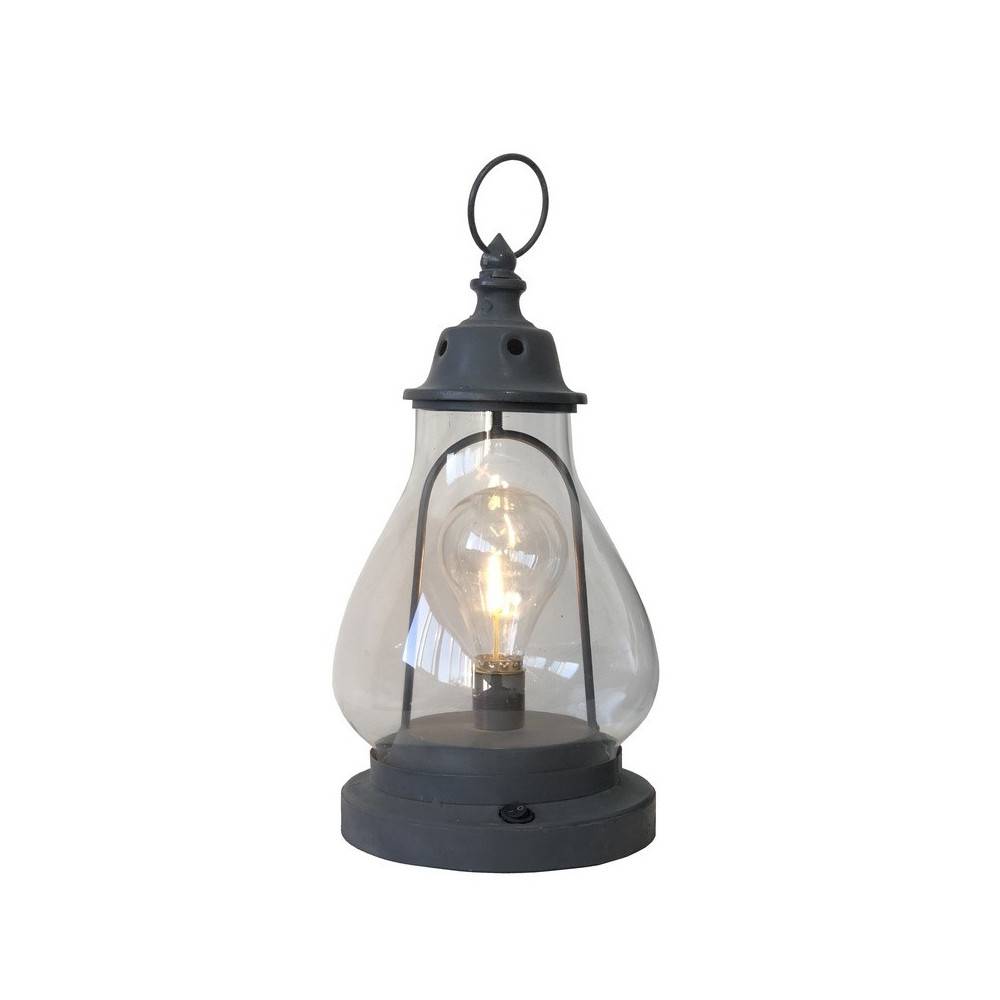 Lanterne pétrole jardin à poser bougie industrielle métal gris 34cm Chemin de campagne - Imagen 1
