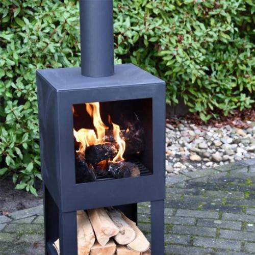 Esschert Design - Brasero chauffe terrasse avec rangement bois - Imagen 1