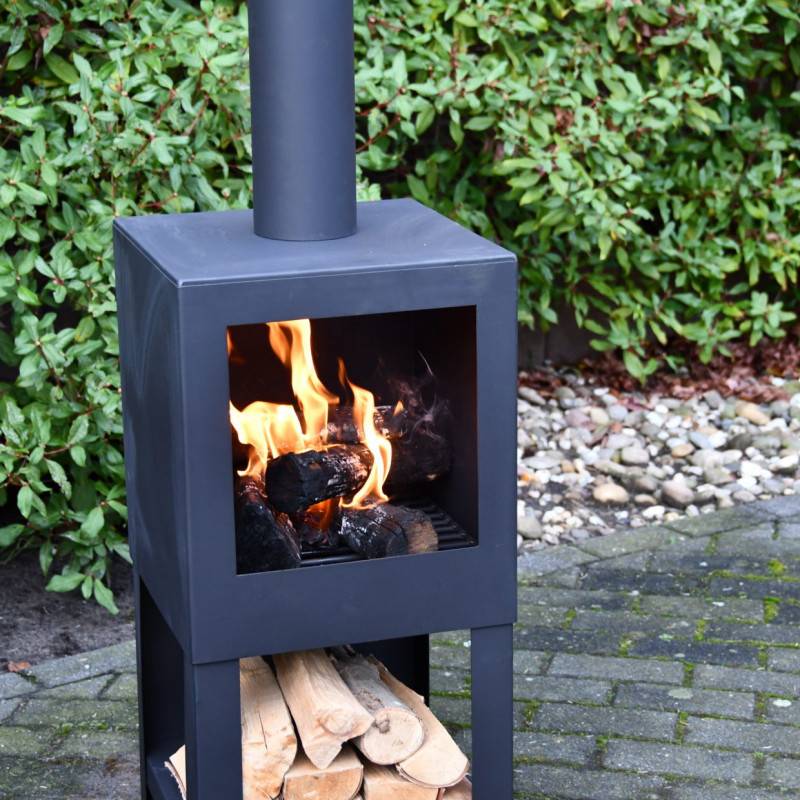 Esschert Design - Brasero chauffe terrasse avec rangement bois - Imagen 6