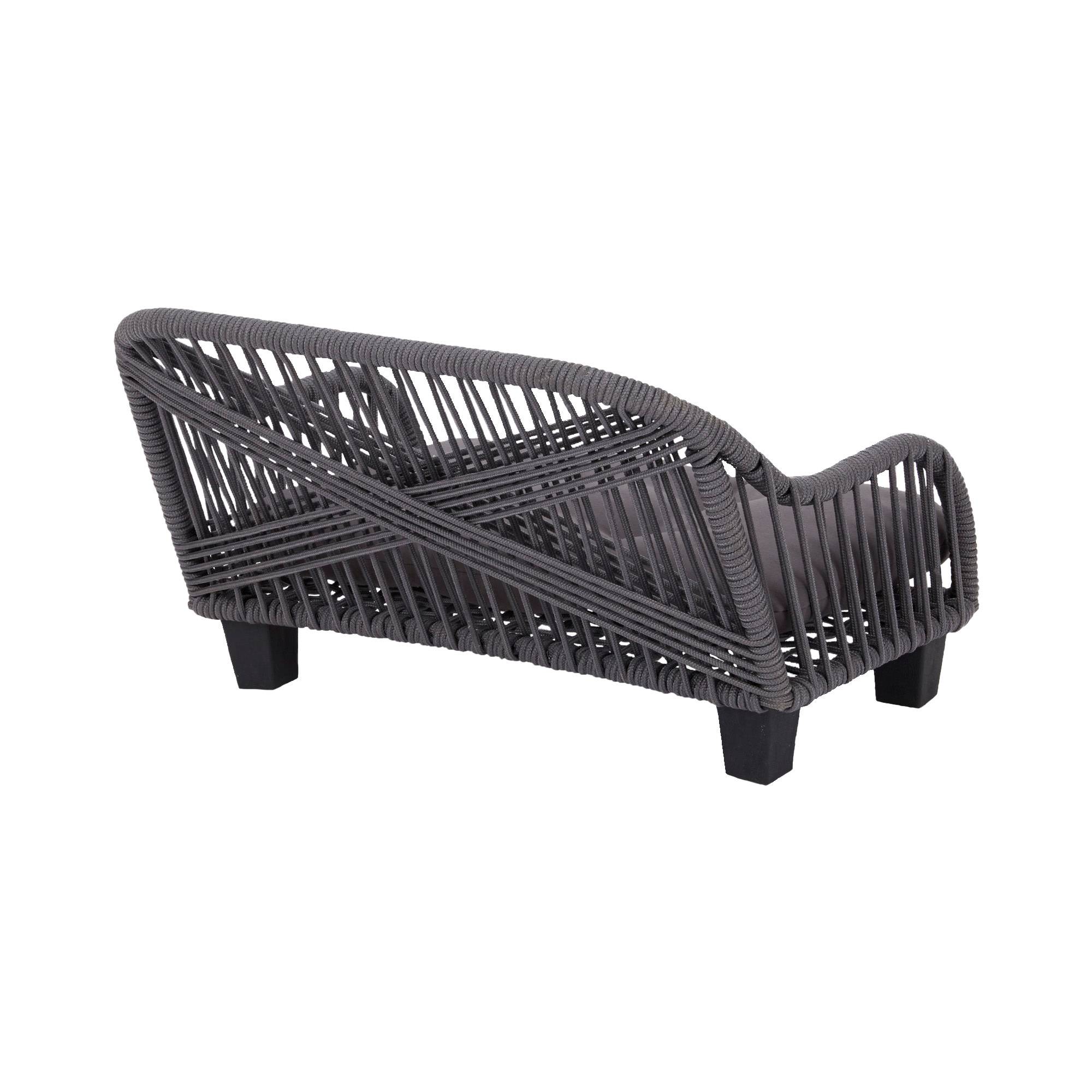 Canapé gris en corde tressée avec coussin lavable pour petit animal - Image 6