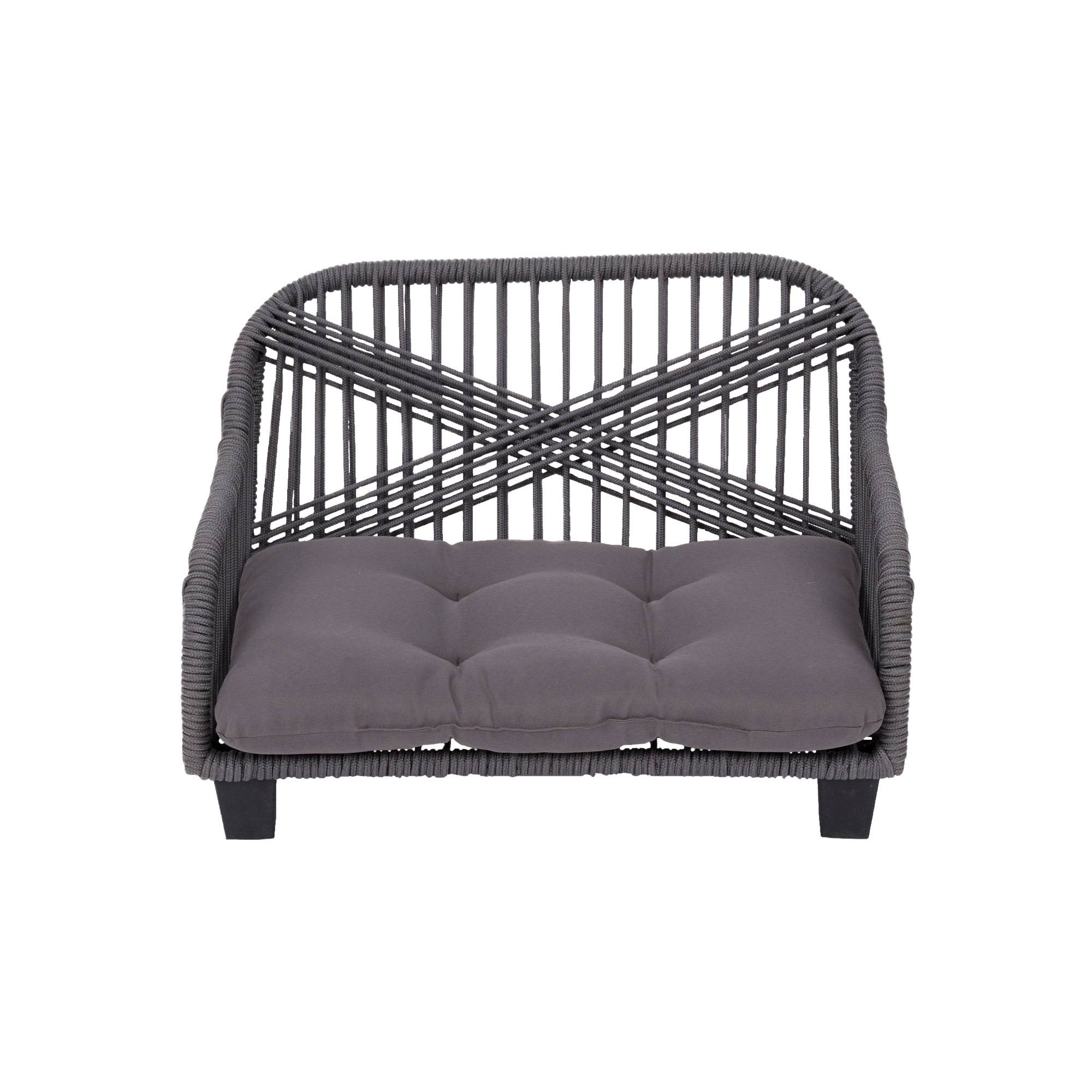 Canapé gris en corde tressée avec coussin lavable pour petit animal - Image 2