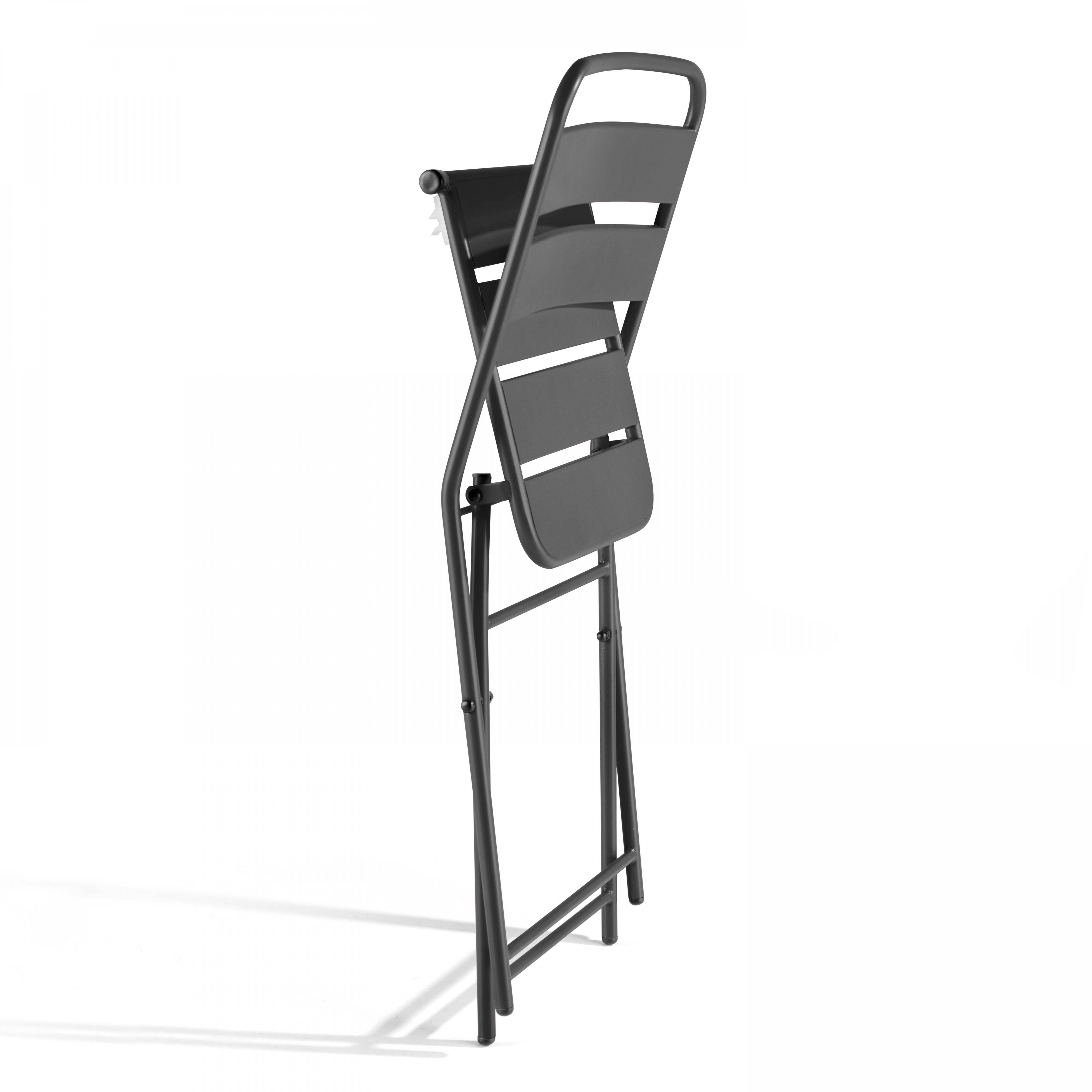 Oviala - Ensemble table de jardin pliante et 2 chaises acier gris Palavas - Oviala - Imagen 5