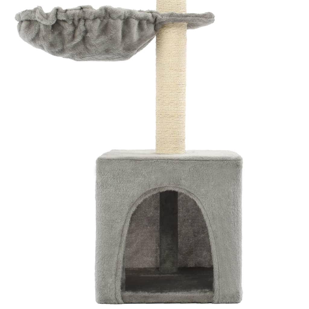 Helloshop26 - Arbre à chat griffoir grattoir niche jouet animaux peluché en sisal 105 cm gris - Image 4