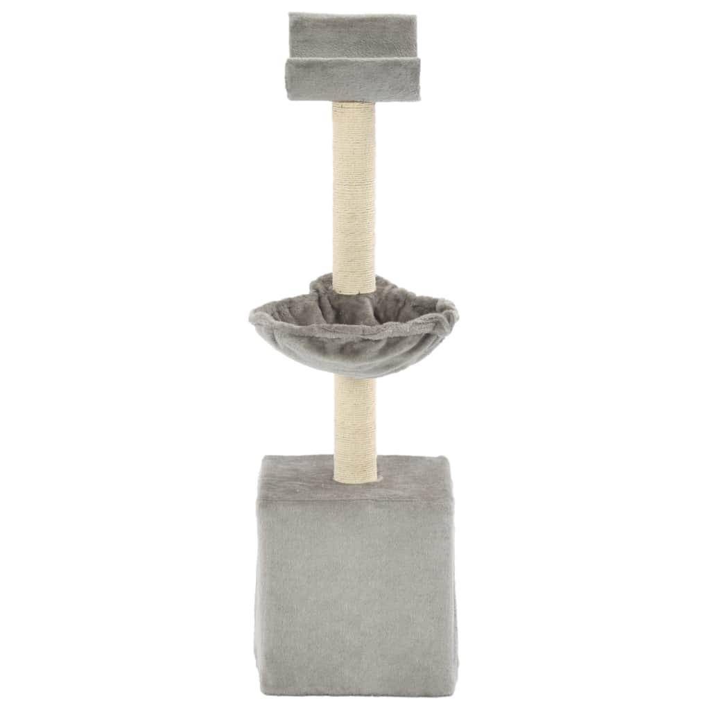 Helloshop26 - Arbre à chat griffoir grattoir niche jouet animaux peluché en sisal 105 cm gris - Image 2